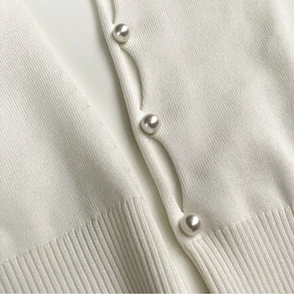 Jonathan Simkhai NWT Geneva Compact Ribbed Pearl Long Sleeve Ivory Top Size XS - Picture 8 of 10